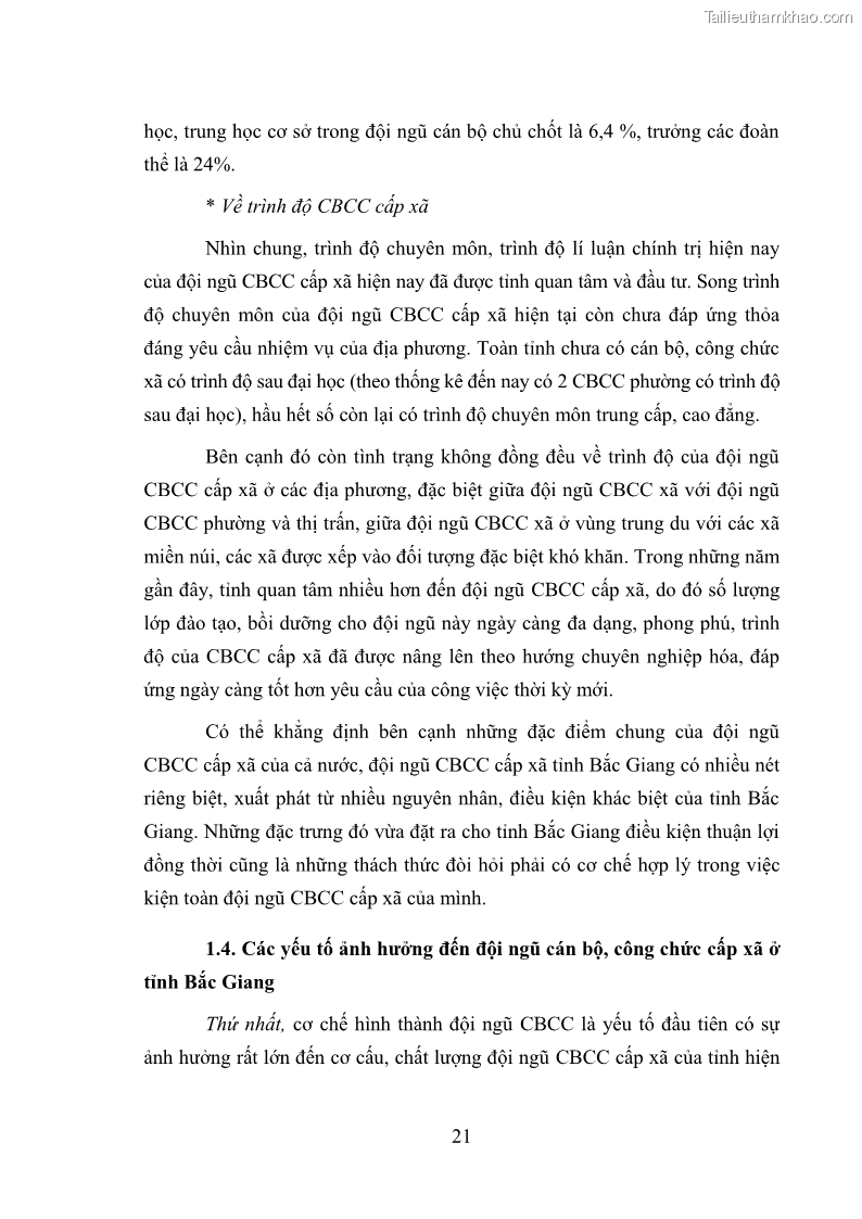 Luận văn thạc sĩ luật học Cán bộ, công chức cấp xã ở tỉnh Bắc Giang trong giai đoạn hiện nay - 4 Trang 25