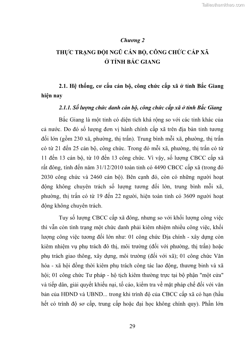 Luận văn thạc sĩ luật học Cán bộ, công chức cấp xã ở tỉnh Bắc Giang trong giai đoạn hiện nay - 5 Trang 33