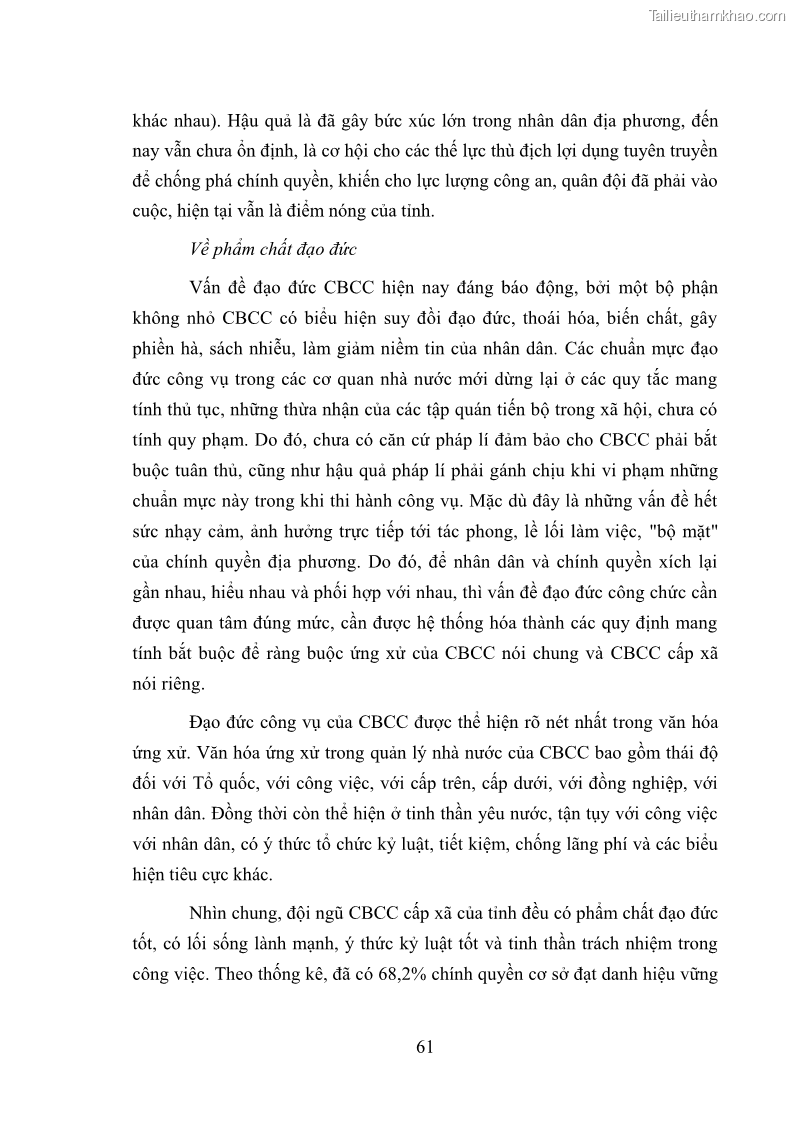 Luận văn thạc sĩ luật học Cán bộ, công chức cấp xã ở tỉnh Bắc Giang trong giai đoạn hiện nay - 9 Trang 65