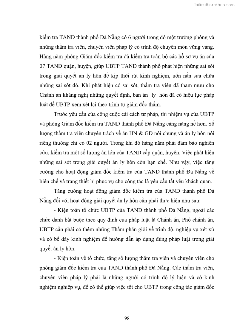 Luận văn thạc sĩ luật học Căn cứ ly hôn theo luật hôn nhân và gia đình năm 2000 qua thực tiễn áp dụng pháp luật tại tòa án nhân dân trên địa bàn thành phố Đà Nẵng - 14 Trang 105