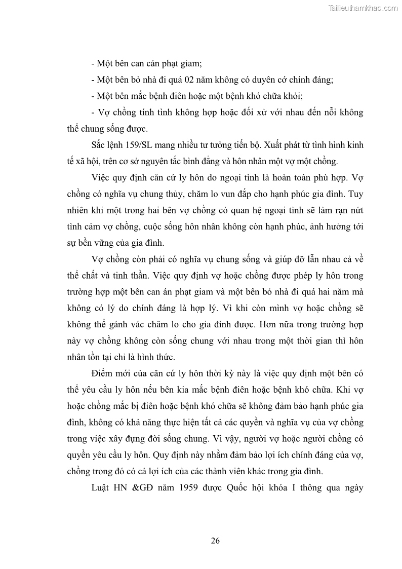 Luận văn thạc sĩ luật học Căn cứ ly hôn theo luật hôn nhân và gia đình năm 2000 qua thực tiễn áp dụng pháp luật tại tòa án nhân dân trên địa bàn thành phố Đà Nẵng - 5 Trang 33