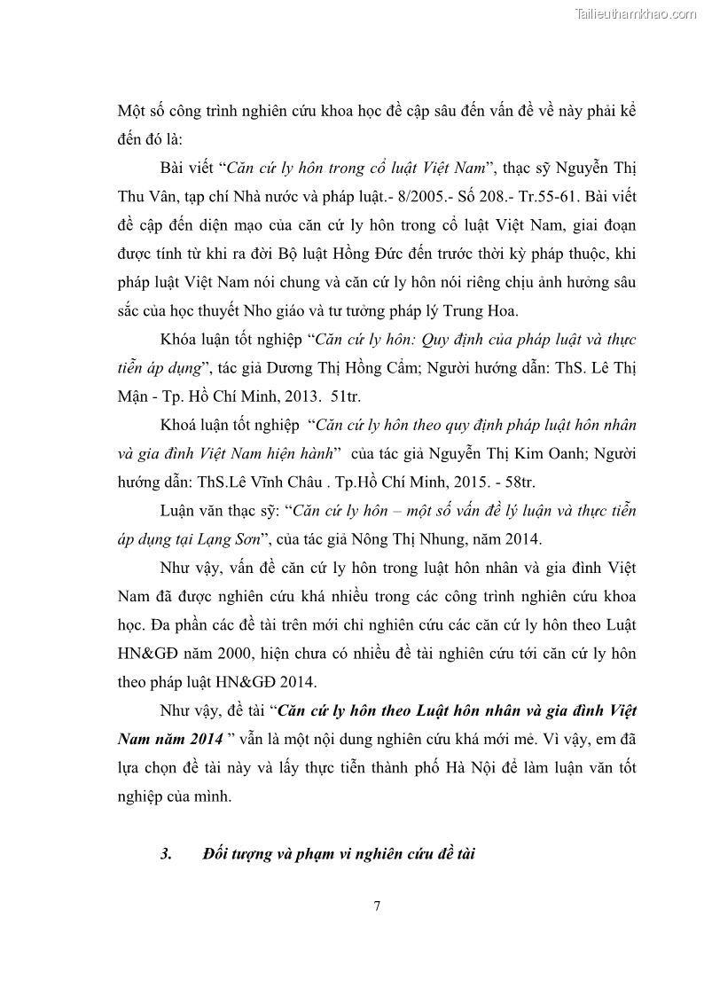 Luận văn thạc sĩ luật học Căn cứ ly hôn theo Luật Hôn nhân và gia đình Việt Nam năm 2014 - 2 Trang 9