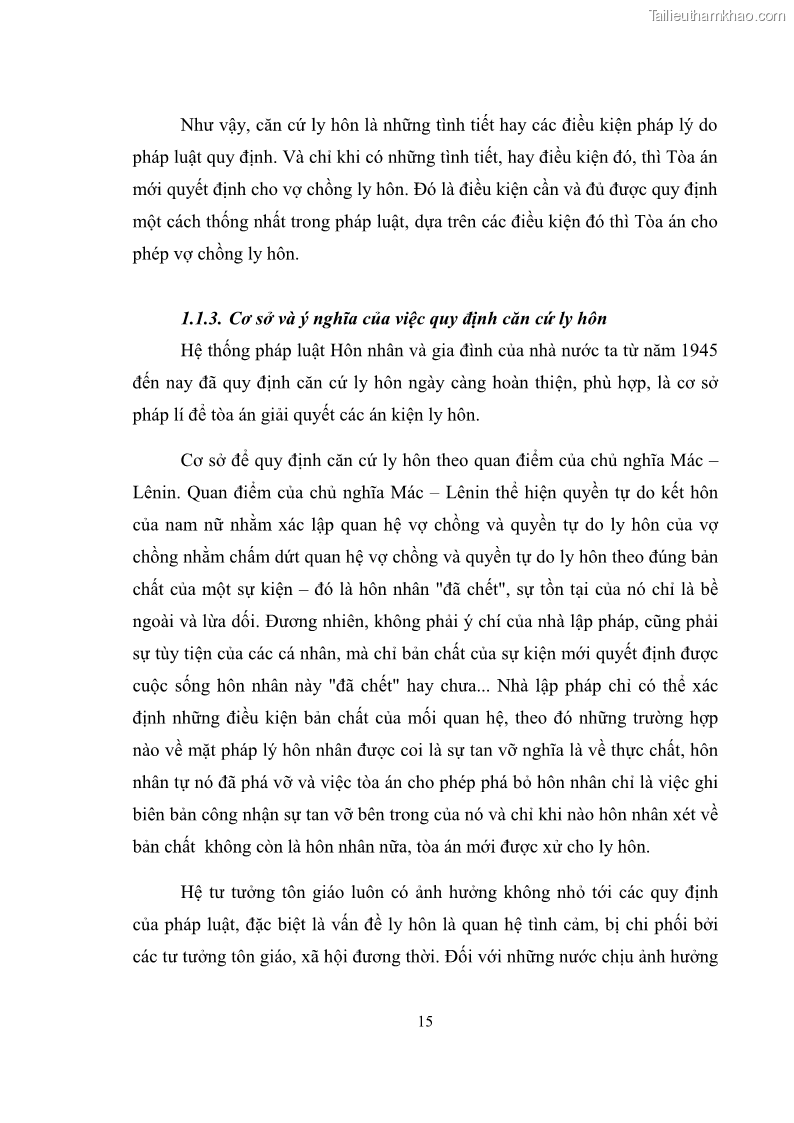 Luận văn thạc sĩ luật học Căn cứ ly hôn theo Luật Hôn nhân và gia đình Việt Nam năm 2014 - 3 Trang 17