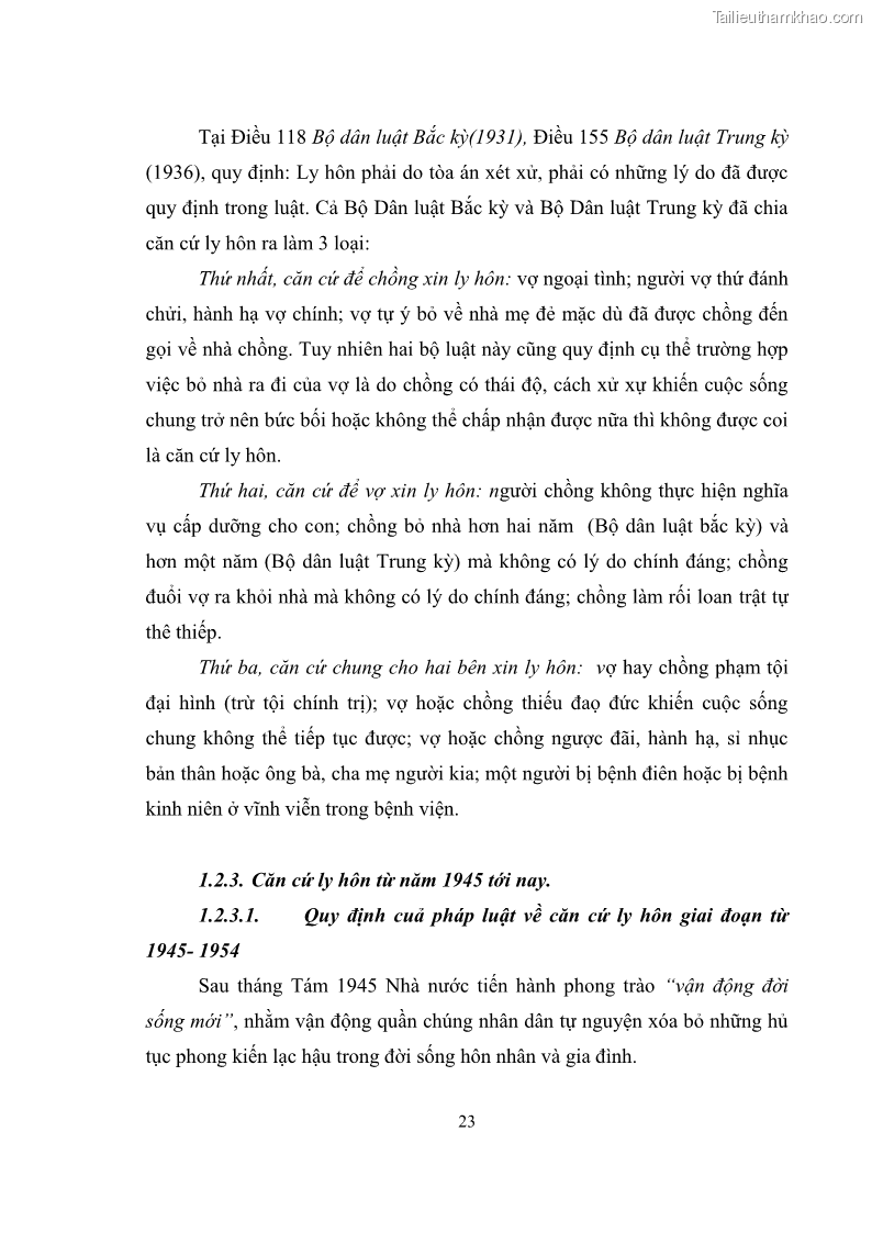 Luận văn thạc sĩ luật học Căn cứ ly hôn theo Luật Hôn nhân và gia đình Việt Nam năm 2014 - 4 Trang 25