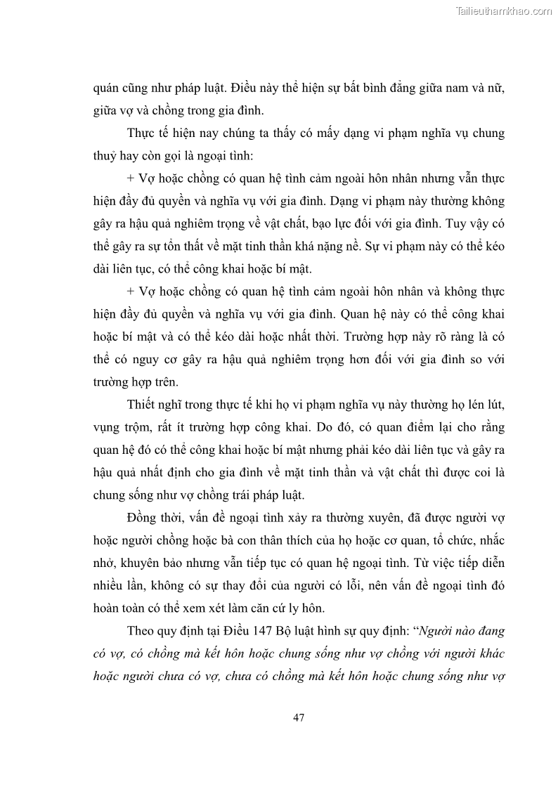 Luận văn thạc sĩ luật học Căn cứ ly hôn theo Luật Hôn nhân và gia đình Việt Nam năm 2014 - 7 Trang 49