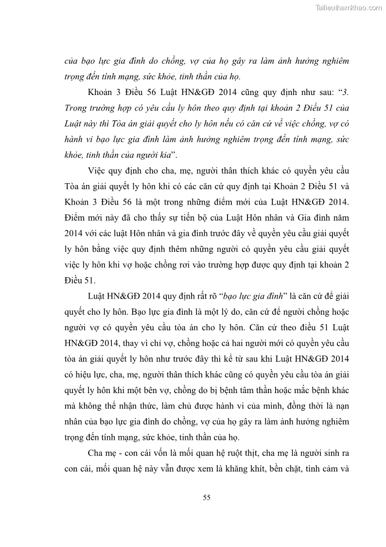 Luận văn thạc sĩ luật học Căn cứ ly hôn theo Luật Hôn nhân và gia đình Việt Nam năm 2014 - 8 Trang 57