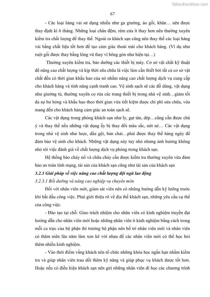 Khóa luận tốt nghiệp Giải pháp nâng cao chất lượng dịch vụ buồng phòng tại khách sạn Sài Gòn - 11 Trang 81