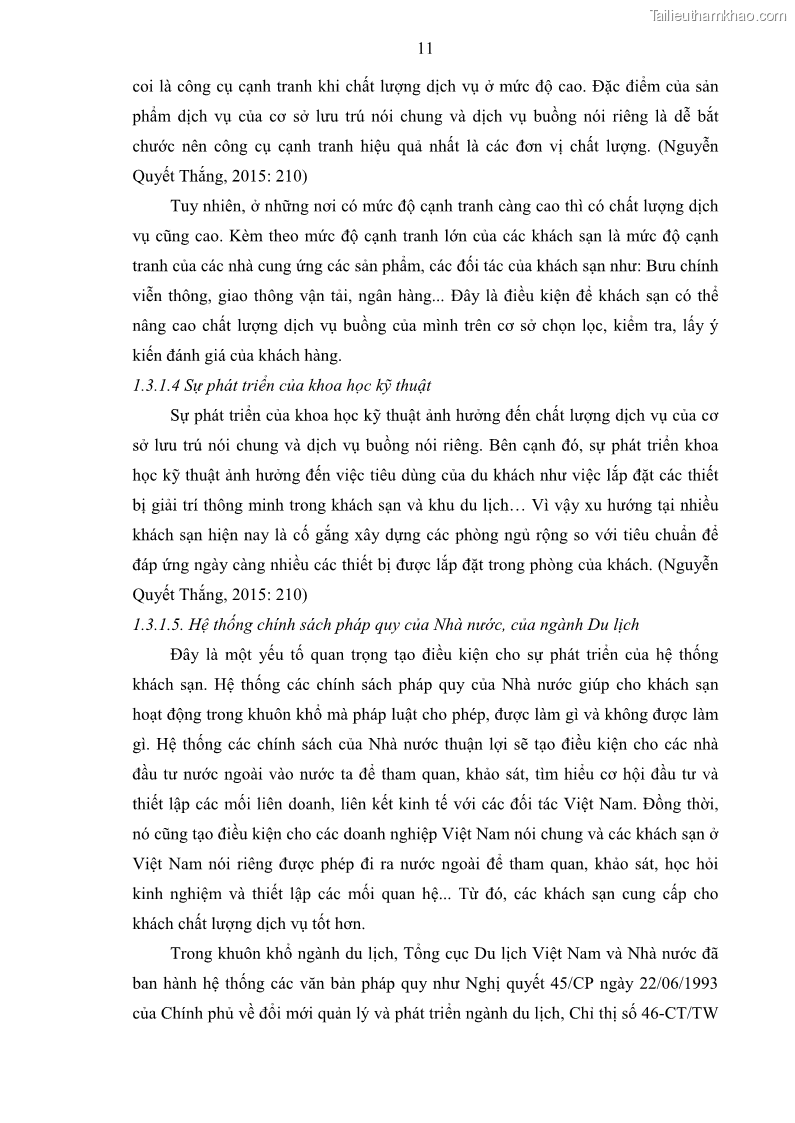 Khóa luận tốt nghiệp Giải pháp nâng cao chất lượng dịch vụ buồng phòng tại khách sạn Sài Gòn - 4 Trang 25