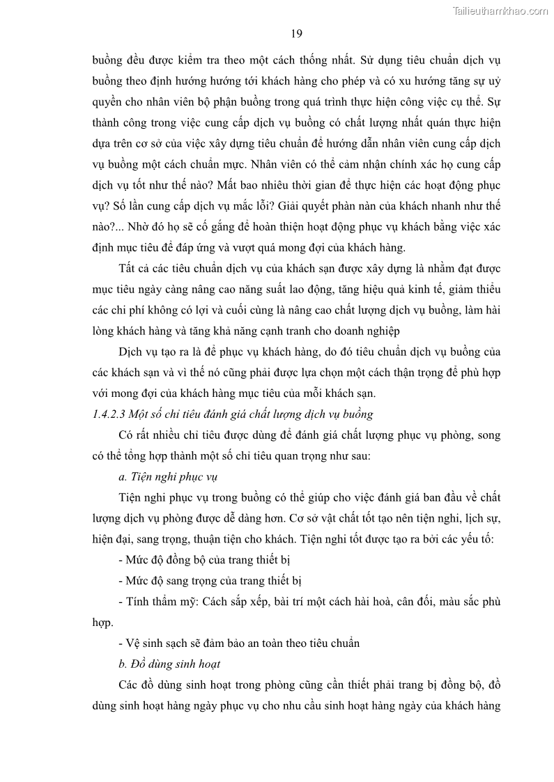 Khóa luận tốt nghiệp Giải pháp nâng cao chất lượng dịch vụ buồng phòng tại khách sạn Sài Gòn - 5 Trang 33
