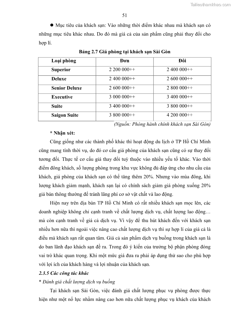 Khóa luận tốt nghiệp Giải pháp nâng cao chất lượng dịch vụ buồng phòng tại khách sạn Sài Gòn - 9 Trang 65