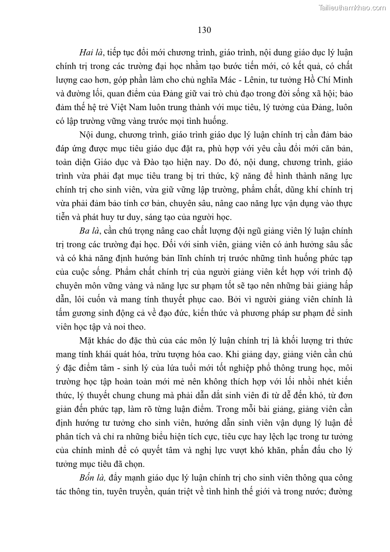 Luận án tiến sĩ khoa học chính trị Bản lĩnh chính trị của sinh viên các trường đại học vùng Bắc Trung Bộ - 18 Trang 137