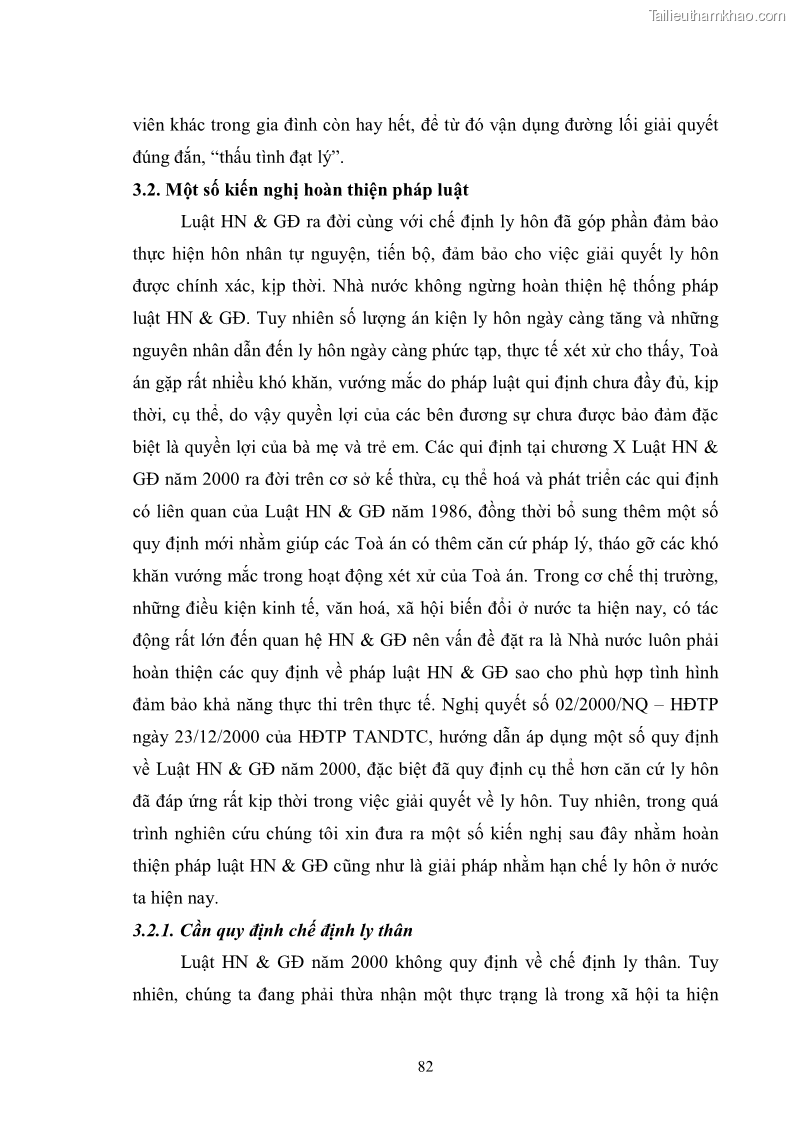 Luận văn thạc sĩ luật học Căn cứ ly hôn và các trường hợp ly hôn theo Luật Hôn nhân và Gia đình năm 2000 - 11 Trang 81