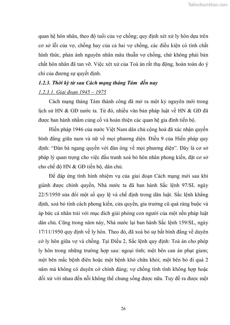 Luận văn thạc sĩ luật học Căn cứ ly hôn và các trường hợp ly hôn theo Luật Hôn nhân và Gia đình năm 2000 - 4 Trang 25