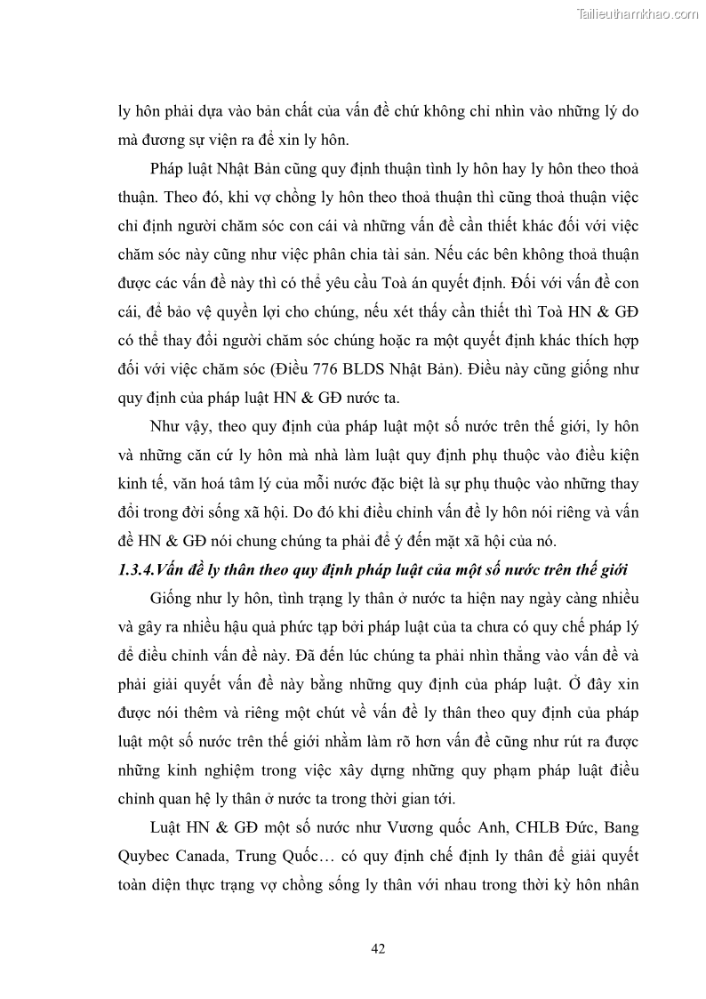 Luận văn thạc sĩ luật học Căn cứ ly hôn và các trường hợp ly hôn theo Luật Hôn nhân và Gia đình năm 2000 - 6 Trang 41