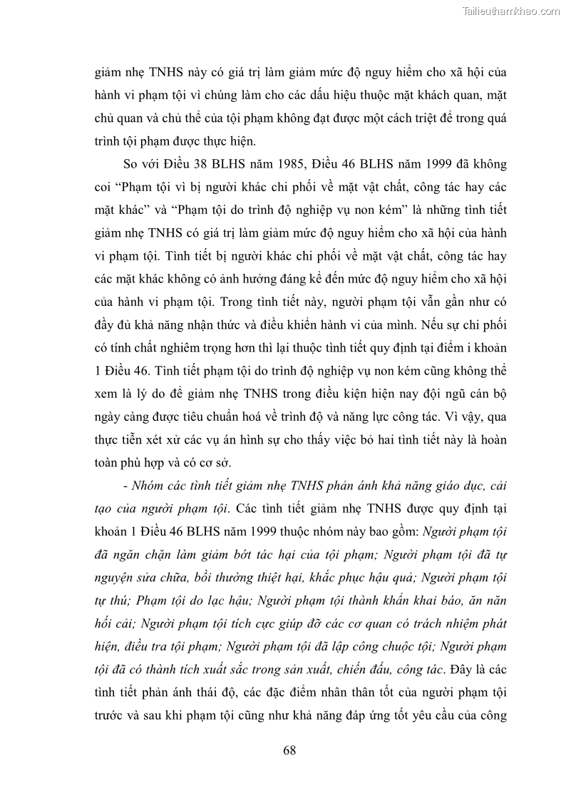 Luận văn thạc sĩ luật học Căn cứ quyết định hình phạt - Những vấn đề lý luận và thực tiễn - 10 Trang 73