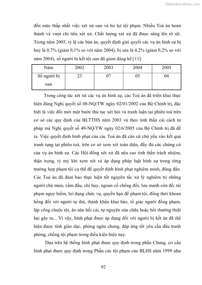 Luận văn thạc sĩ luật học Căn cứ quyết định hình phạt - Những vấn đề lý luận và thực tiễn - 13 Trang 97