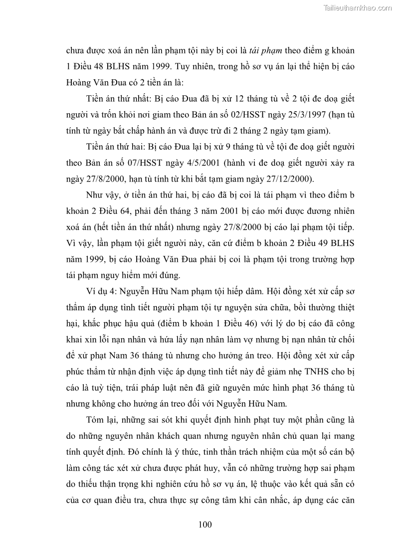 Luận văn thạc sĩ luật học Căn cứ quyết định hình phạt - Những vấn đề lý luận và thực tiễn - 14 Trang 105