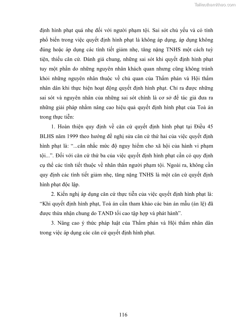Luận văn thạc sĩ luật học Căn cứ quyết định hình phạt - Những vấn đề lý luận và thực tiễn - 16 Trang 121
