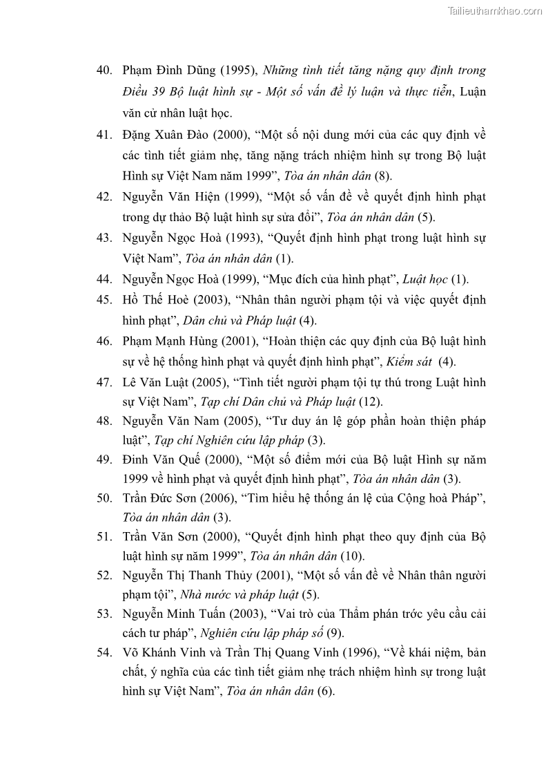 Luận văn thạc sĩ luật học Căn cứ quyết định hình phạt - Những vấn đề lý luận và thực tiễn - 17 Trang 129