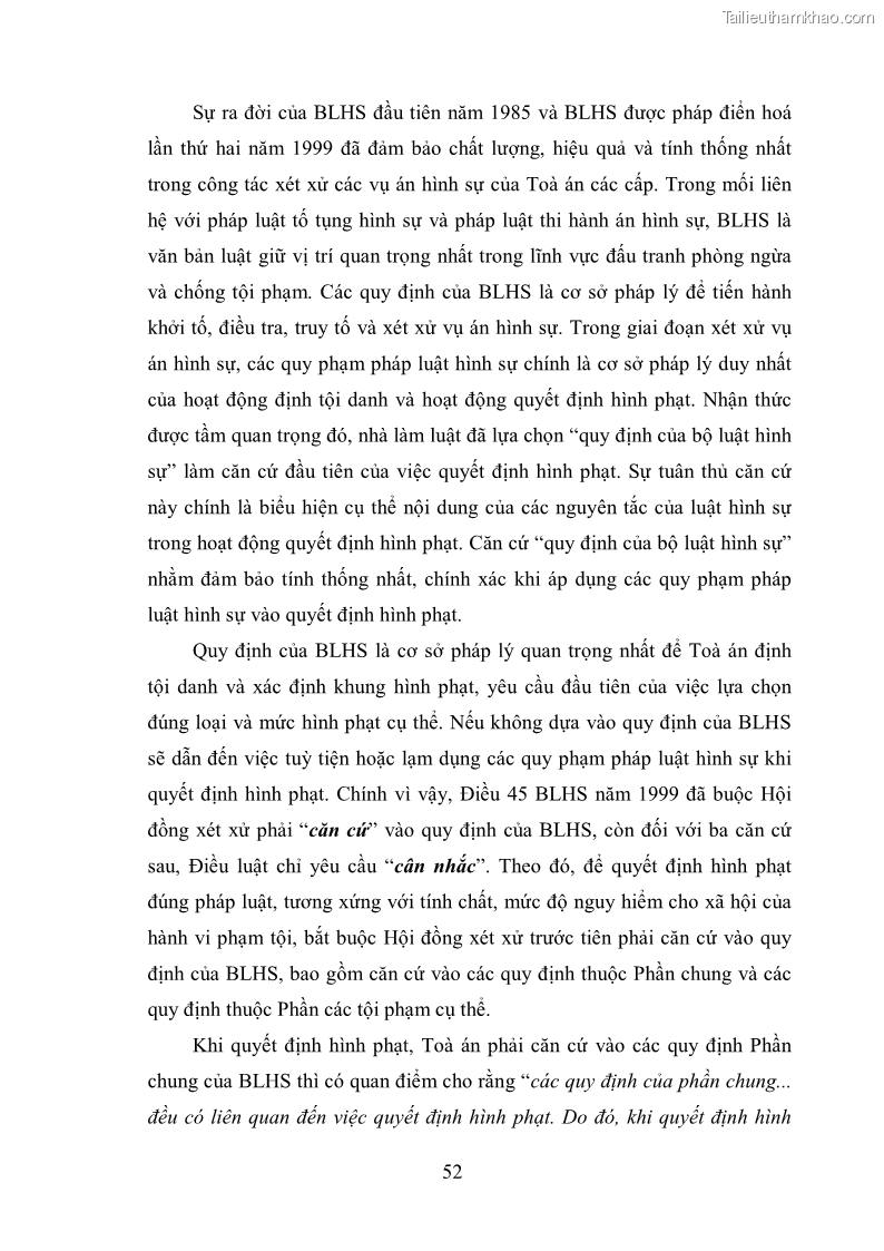 Luận văn thạc sĩ luật học Căn cứ quyết định hình phạt - Những vấn đề lý luận và thực tiễn - 8 Trang 57
