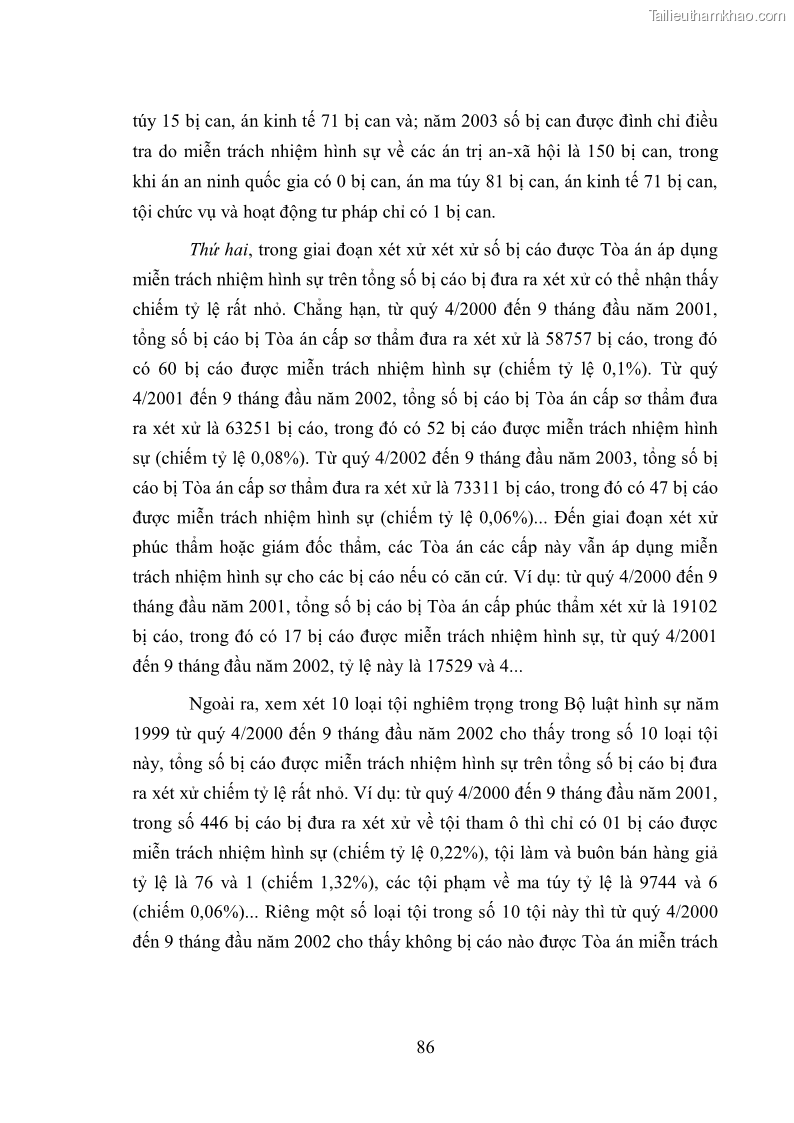 Luận văn thạc sĩ luật học Chế định miễn trách nhiệm hình sự trong luật hình sự Việt Nam - 12 Trang 89