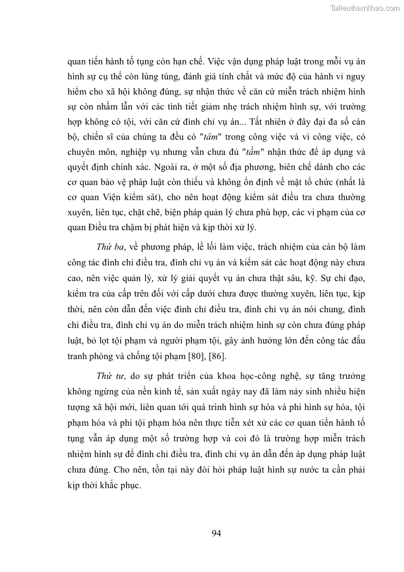 Luận văn thạc sĩ luật học Chế định miễn trách nhiệm hình sự trong luật hình sự Việt Nam - 13 Trang 97