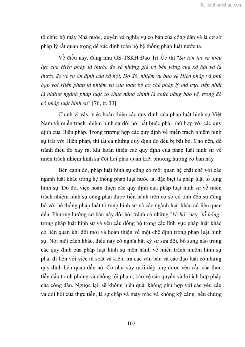 Luận văn thạc sĩ luật học Chế định miễn trách nhiệm hình sự trong luật hình sự Việt Nam - 14 Trang 105
