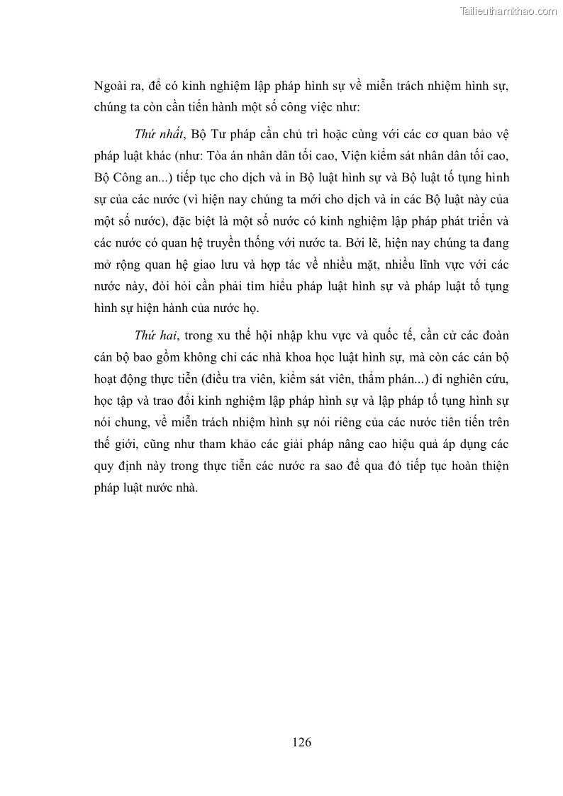 Luận văn thạc sĩ luật học Chế định miễn trách nhiệm hình sự trong luật hình sự Việt Nam - 17 Trang 129