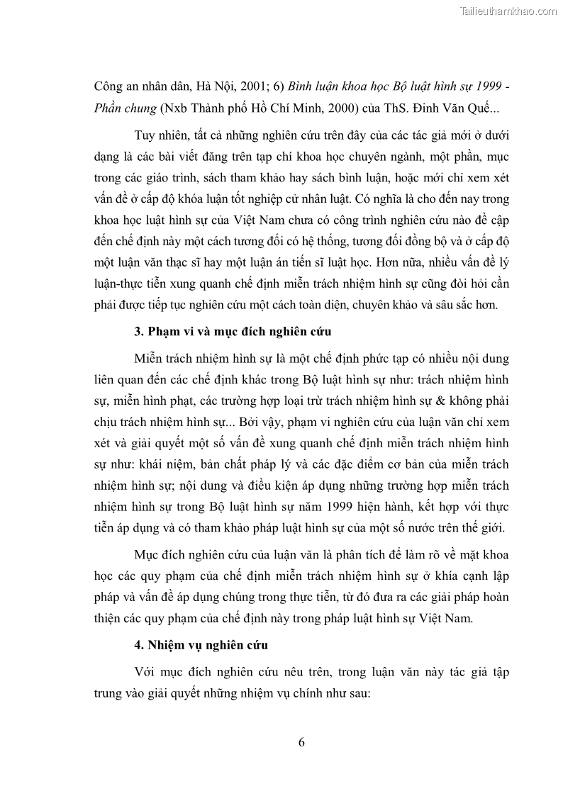 Luận văn thạc sĩ luật học Chế định miễn trách nhiệm hình sự trong luật hình sự Việt Nam - 2 Trang 9