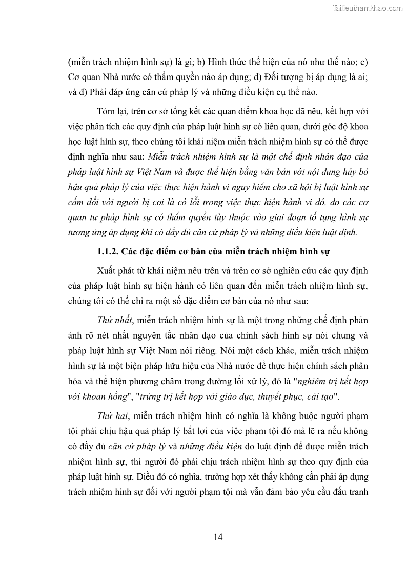 Luận văn thạc sĩ luật học Chế định miễn trách nhiệm hình sự trong luật hình sự Việt Nam - 3 Trang 17