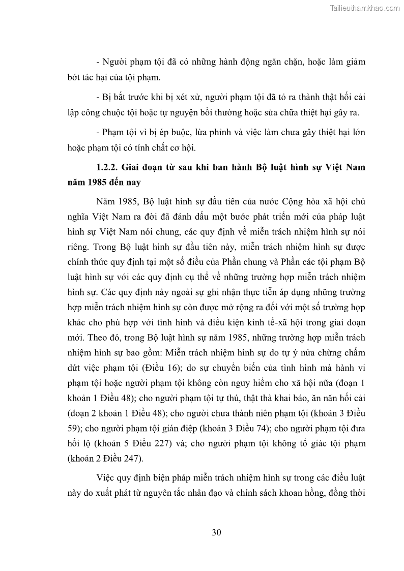 Luận văn thạc sĩ luật học Chế định miễn trách nhiệm hình sự trong luật hình sự Việt Nam - 5 Trang 33