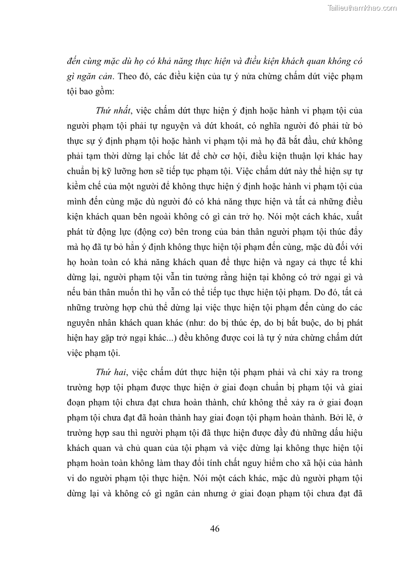 Luận văn thạc sĩ luật học Chế định miễn trách nhiệm hình sự trong luật hình sự Việt Nam - 7 Trang 49