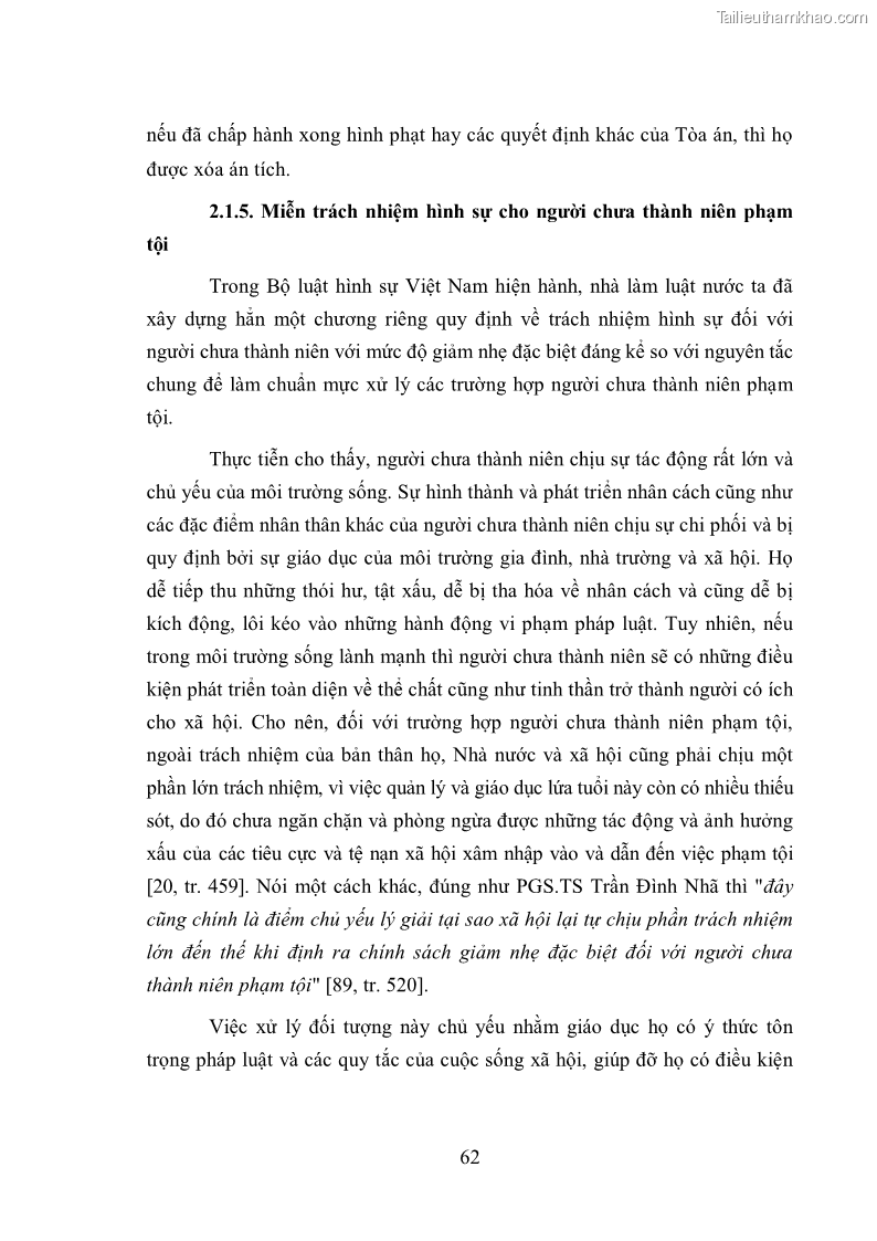 Luận văn thạc sĩ luật học Chế định miễn trách nhiệm hình sự trong luật hình sự Việt Nam - 9 Trang 65