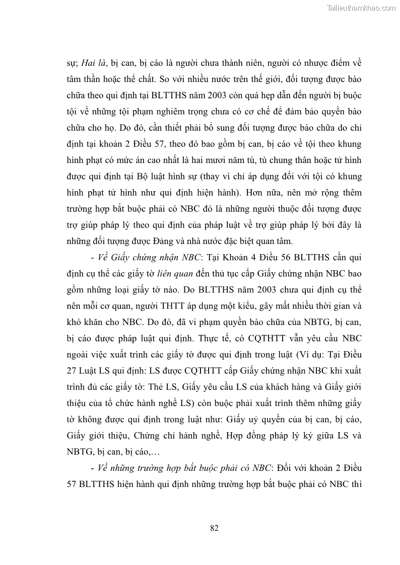Luận văn thạc sĩ luật học Chế định người bào chữa trong Luật tố tụng hình sự Việt Nam - Lý luận và thực tiễn áp dụng trên địa bàn tỉnh Hải Dương - 12 Trang 89