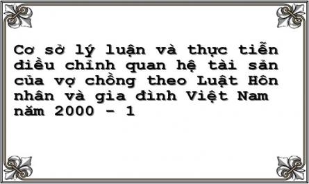 Cơ sở lý luận và thực tiễn điều chỉnh quan hệ tài sản của vợ chồng theo Luật Hôn nhân và gia đình Việt Nam năm 2000 - 1