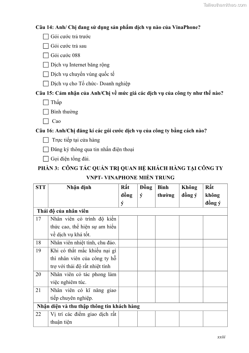 Đồ án tốt nghiệp Giải pháp hoàn thiện hoạt động quản trị quan hệ khách hàng cho Công ty VNPT Vinaphone Miền Trung - 13 Trang 97