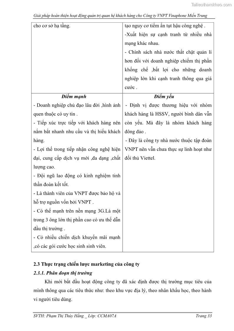 Đồ án tốt nghiệp Giải pháp hoàn thiện hoạt động quản trị quan hệ khách hàng cho Công ty VNPT Vinaphone Miền Trung - 6 Trang 41