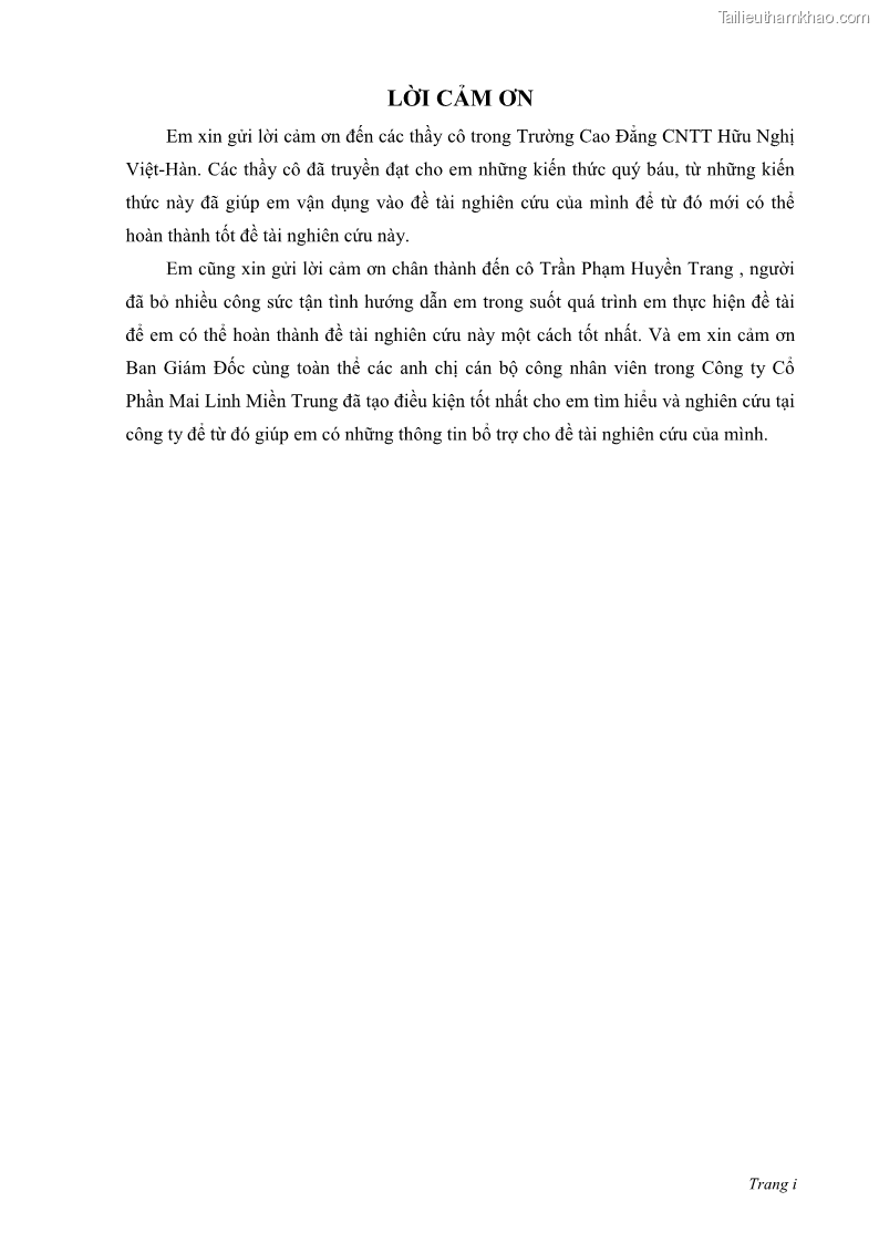 Đồ án tốt nghiệp quản trị kinh doanh Giải pháp nâng cao sự hài lòng của khách hàng đối với dịch vụ taxi Mai Linh trên địa bàn thành phố Đà Nẵng - 1 Trang 1