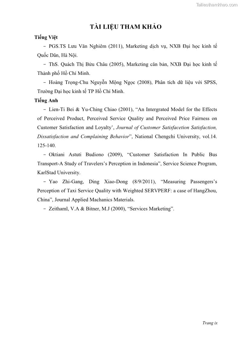 Đồ án tốt nghiệp quản trị kinh doanh Giải pháp nâng cao sự hài lòng của khách hàng đối với dịch vụ taxi Mai Linh trên địa bàn thành phố Đà Nẵng - 12 Trang 89