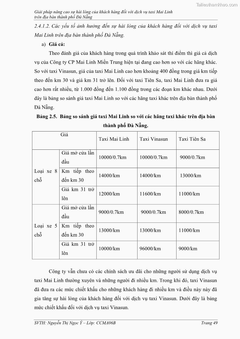 Đồ án tốt nghiệp quản trị kinh doanh Giải pháp nâng cao sự hài lòng của khách hàng đối với dịch vụ taxi Mai Linh trên địa bàn thành phố Đà Nẵng - 8 Trang 57