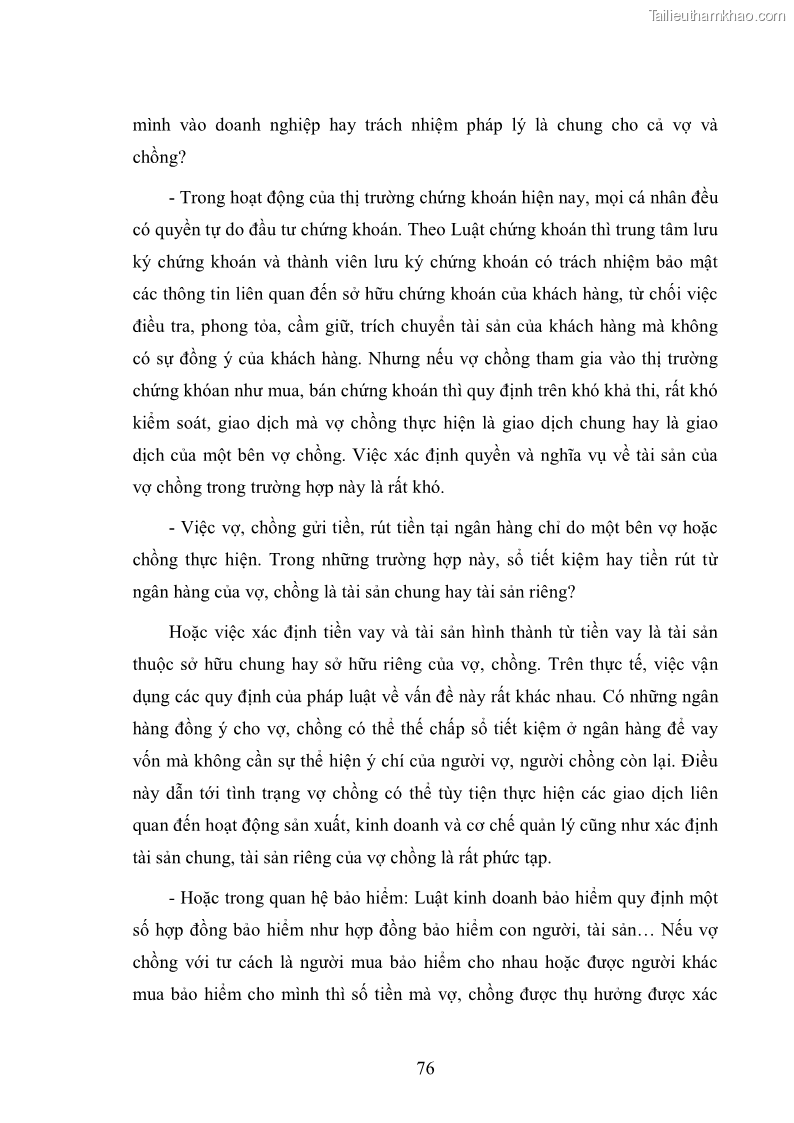 Luận văn thạc sĩ luật học Cơ sở lý luận và thực tiễn điều chỉnh quan hệ tài sản của vợ chồng theo Luật Hôn nhân và gia đình Việt Nam năm 2000 - 11 Trang 81