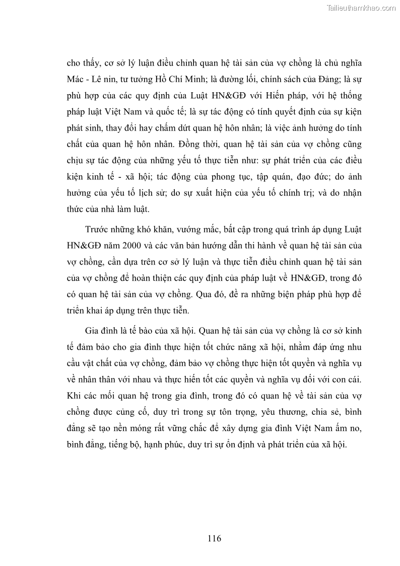 Luận văn thạc sĩ luật học Cơ sở lý luận và thực tiễn điều chỉnh quan hệ tài sản của vợ chồng theo Luật Hôn nhân và gia đình Việt Nam năm 2000 - 16 Trang 121