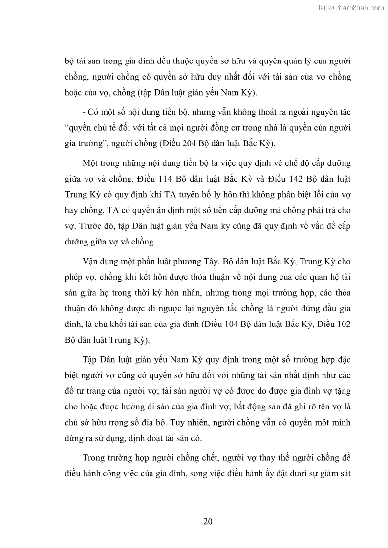 Luận văn thạc sĩ luật học Cơ sở lý luận và thực tiễn điều chỉnh quan hệ tài sản của vợ chồng theo Luật Hôn nhân và gia đình Việt Nam năm 2000 - 4 Trang 25