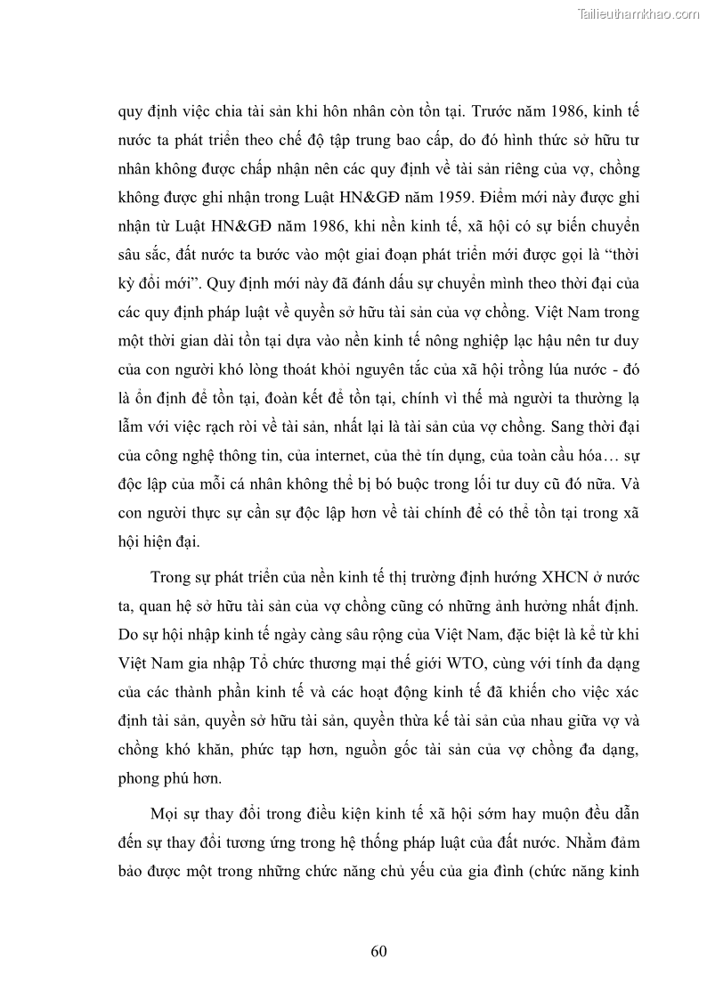 Luận văn thạc sĩ luật học Cơ sở lý luận và thực tiễn điều chỉnh quan hệ tài sản của vợ chồng theo Luật Hôn nhân và gia đình Việt Nam năm 2000 - 9 Trang 65