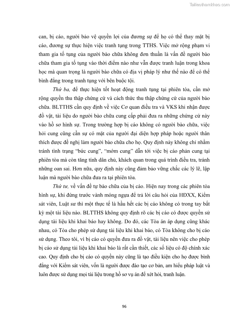 Luận văn thạc sĩ luật học Cơ sở lý luận và thực tiễn về tranh tụng tại phiên tòa trong xét xử vụ án hình sự ở tỉnh Bắc Ninh - 14 Trang 105