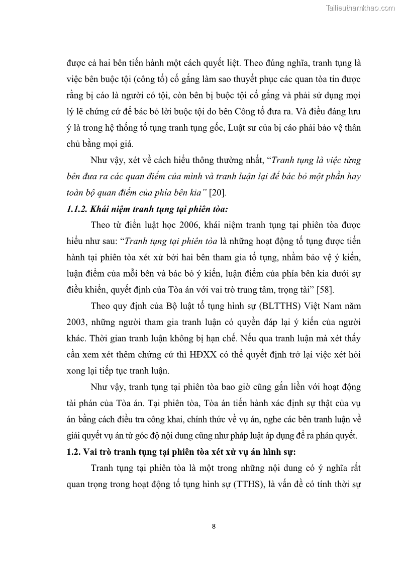 Luận văn thạc sĩ luật học Cơ sở lý luận và thực tiễn về tranh tụng tại phiên tòa trong xét xử vụ án hình sự ở tỉnh Bắc Ninh - 3 Trang 17