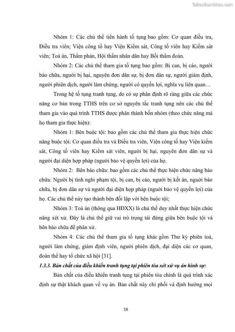 Luận văn thạc sĩ luật học Cơ sở lý luận và thực tiễn về tranh tụng tại phiên tòa trong xét xử vụ án hình sự ở tỉnh Bắc Ninh - 4 Trang 25