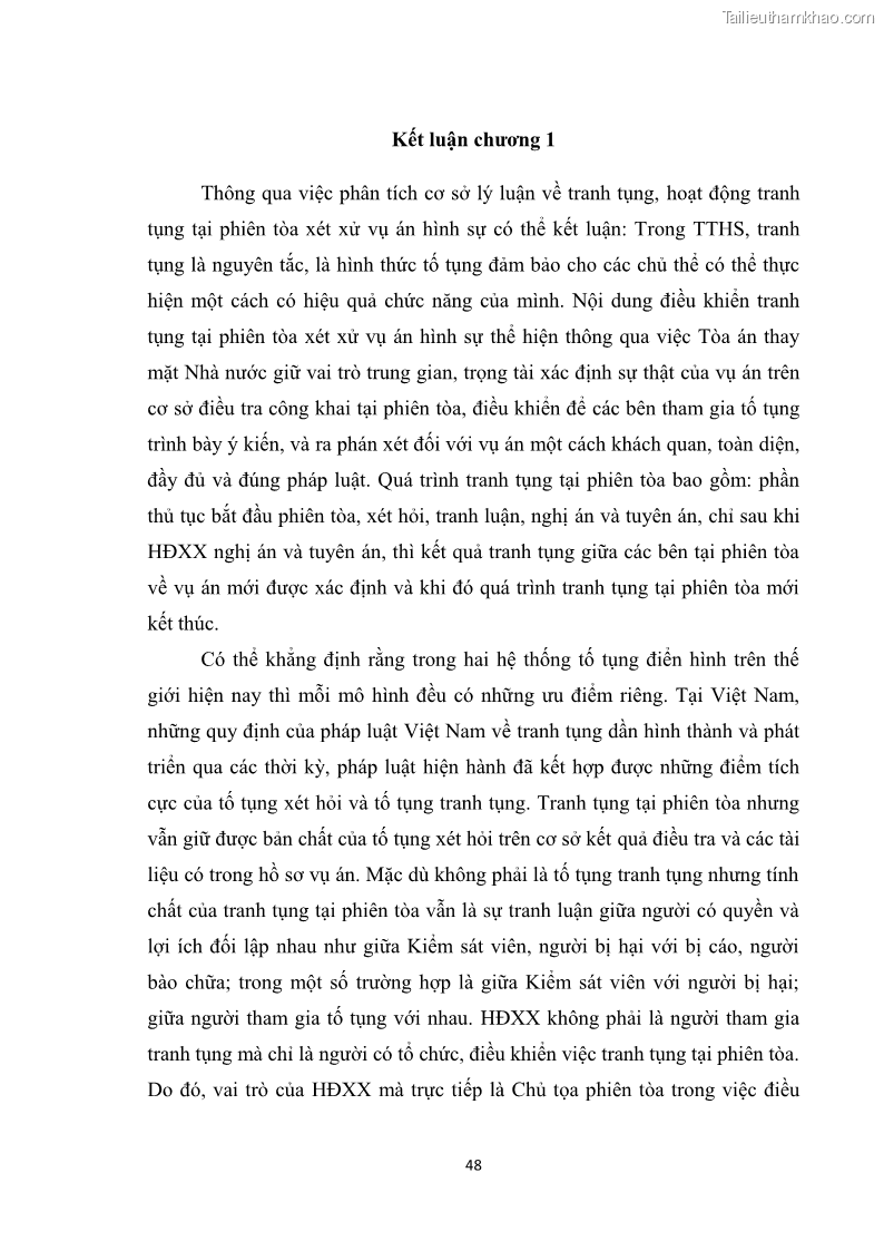 Luận văn thạc sĩ luật học Cơ sở lý luận và thực tiễn về tranh tụng tại phiên tòa trong xét xử vụ án hình sự ở tỉnh Bắc Ninh - 8 Trang 57