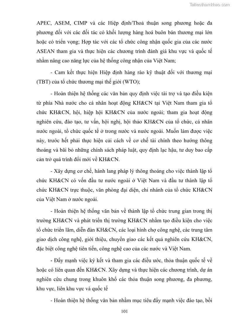 Luận văn thạc sĩ luật học Cơ sở pháp lý cho việc hội nhập quốc tế của Việt Nam trong lĩnh vực khoa học và công nghệ - 14 Trang 105