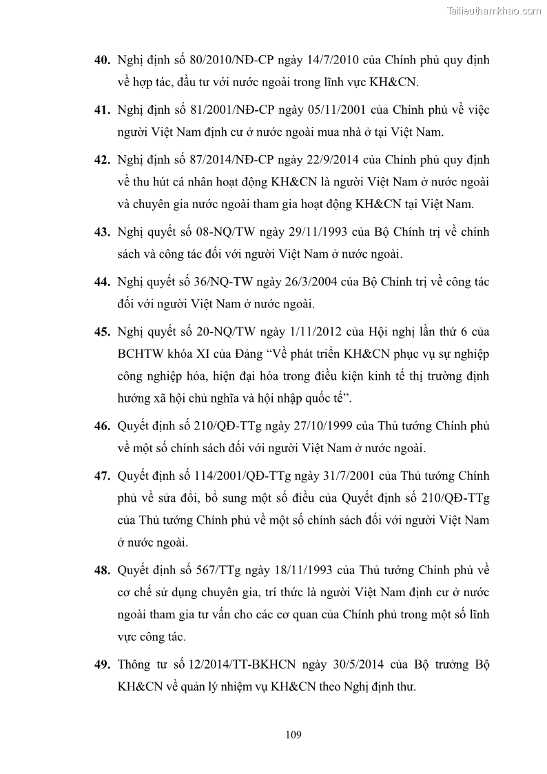 Luận văn thạc sĩ luật học Cơ sở pháp lý cho việc hội nhập quốc tế của Việt Nam trong lĩnh vực khoa học và công nghệ - 15 Trang 113